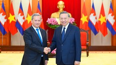 Tổng Bí thư, Chủ tịch nước Tô Lâm tiếp Thủ tướng Vương quốc Campuchia Hun Manet. Ảnh: VGP/Nhật Bắc