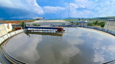 Bể lắng trong quy trình xử lý nước thải của TH. Bùn lắng sau đó sẽ được sử dụng làm nguyên liệu sản xuất phân bón hữu cơ.