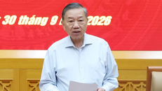 Tổng Bí thư, Chủ tịch nước Tô Lâm, Bí thư Quân ủy Trung ương phát biểu.