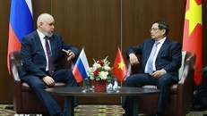 Thủ tướng Phạm Minh Chính tiếp Bộ trưởng Năng lượng Liên bang Nga Sergei Tsivilev. Ảnh: Dương Giang/TTXVN