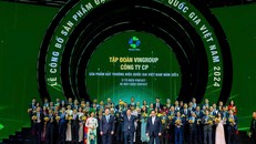 Tập đoàn Vingroup được vinh danh là Thương hiệu Quốc gia Việt Nam 2024 với sản phẩm là ô tô điện và xe máy điện VinFast Ảnh: BTC cung cấp