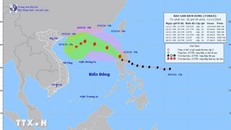 Đường đi của bão Toraji lúc 19h ngày 11/11/2024. Ảnh: TTXVN phát