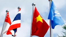 Quốc kỳ Việt Nam tại hội nghị G20 năm 2019 tại Osaka, Nhật Bản. Ảnh: Thống Nhất/TTXVN