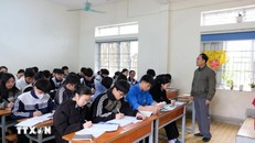 Giờ học của thầy và trò trường trung học phổ thông Nam Đàn 1, huyện Nam Đàn (Nghệ An). Ảnh: Bích Huệ/TTXVN