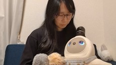 Cô Haruka Uto cùng 3 robot thú cưng AI. Ảnh: ABC News