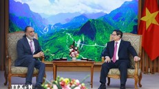 Thủ tướng Phạm Minh Chính tiếp Phó Tổng Thư ký Liên hợp quốc Amandeep Singh Gill. Ảnh: Dương Giang/TTXVN