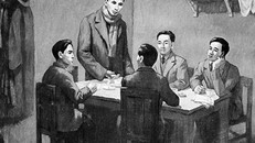 Từ ngày 6/1-7/2/1930, Hội nghị hợp nhất các tổ chức Cộng sản thành lập Đảng Cộng sản Việt Nam họp ở bán đảo Cửu Long, thuộc Hong Kong (Trung Quốc) dưới sự chủ trì của đồng chí Nguyễn Ái Quốc thay mặt cho Quốc tế Cộng sản. Ảnh: Tranh tư liệu/TTXVN phát