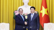 Chủ tịch nước Lương Cường tiếp Bộ trưởng Ngoại giao Cuba Bruno Rodríguez Parrilla. Ảnh: Lâm Khánh/TTXVN