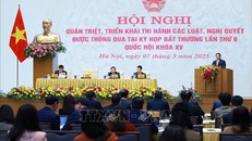 Thủ tướng Phạm Minh Chính phát biểu tại Hội nghị quán triệt, triển khai thi hành các luật, nghị quyết được thông qua tại Kỳ họp bất thường lần thứ 9, Quốc hội khóa XV. Ảnh: Dương Giang/TTXVN