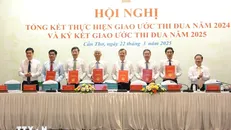 6 thành phố trực thuộc Trung ương tiến hành ký kết giao ước thi đua năm 2025. Ảnh: Trung Kiên/TTXVN