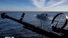 Tàu tuần tra của lực lượng phòng vệ bờ biển Ukraine gác trên Biển Đen, ngày 7/2/2024. Ảnh: Reuters/TTXVN