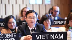 Thứ trưởng Ngoại giao Ngô Lê Văn phát biểu tại Phiên khai mạc Kỳ họp. Ảnh: TTXVN