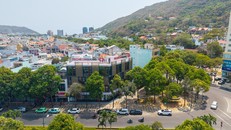 Trụ sở chi nhánh Vũng Tàu của Techcombank gây ấn tượng với thiết kế xanh, hiện đại.