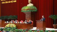 Tổng Bí thư Tô Lâm phát biểu khai mạc Hội nghị lần thứ 11 Ban Chấp hành Trung ương Đảng khóa XIII. Ảnh: TTXVN