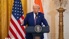 Tổng thống Mỹ Donald Trump phát biểu tại cuộc họp báo ở Nhà Trắng, Washington, D.C. Ảnh: THX/TTXVN