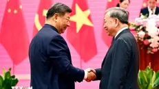 Tổng Bí thư Tô Lâm và Tổng Bí thư, Chủ tịch nước Trung Quốc Tập Cận Bình dự Liên hoan giao lưu hữu nghị nhân dân Việt Nam-Trung Quốc. Ảnh: Thống Nhất/TTXVN