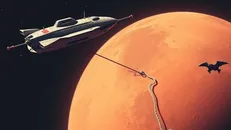 Con tàu vũ trụ được neo vào sao Hỏa - ảnh mô phỏng.