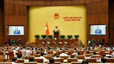 Chủ tịch Quốc hội Trần Thanh Mẫn phát biểu kết thúc phiên chất vấn và trả lời chất vấn. Ảnh: Doãn Tấn