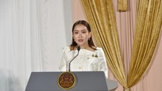 Thủ tướng Thái Lan Paetongtarn Shinawatra tại một cuộc họp báo ở Bangkok. 