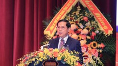 Phó Thủ tướng, Bộ trưởng Bộ Ngoại giao Bùi Thanh Sơn phát biểu. Ảnh: Thống Nhất