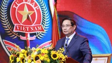 Thủ tướng Phạm Minh Chính phát biểu tại Lễ kỷ niệm 80 năm Ngày truyền thống ngành Tư pháp. Ảnh: Dương Giang