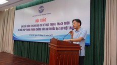Ông Hồ Hồng Hải - Phó Vụ trưởng Vụ Pháp chế, Bộ Thông tin và Truyền thông phát biểu tại Hội thảo cung cấp thông tin cho báo chí về "Thực trạng, thách thức và giải pháp trong phòng chống tác hại thuốc lá".
