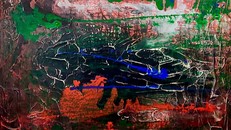 Một tác phẩm trong triển lãm "Đồng chìm đáy nước" của họa sĩ Ca Lê Thắng