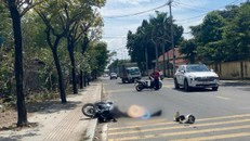 Hiện trường vụ tai nạn khiến nam sinh viên năm nhất tử vong.