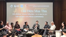 Ban tổ chức thông tin về Liên hoan nghệ thuật Giai điệu mùa Thu 2025 - lần XIV vào chiều 11/8 - Ảnh: Minh Khang