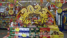 Gian hàng trưng bày hàng hoá dịp Tết Nguyên đán. Ảnh: Mai Trang/TTXVN.