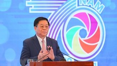 Bí thư Trung ương Đảng, Trưởng Ban Tuyên giáo Trung ương Nguyễn Trọng Nghĩa phát biểu trong lễ kỷ niệm. Ảnh: Thanh Tùng/TTXVN.