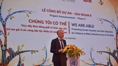 Ông Christian Manhart, Trưởng đại diện UNESCO tại Việt Nam, phát biểu khai mạc Lễ công bố dự án “Chúng tôi Có thể” giai đoạn II.