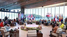 Phiên họp hẹp Hội nghị Cấp cao ASEAN 42. Ảnh: Dương Giang/TTXVN.