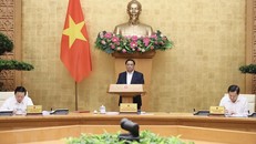 Thủ tướng Phạm Minh Chính kết luận Phiên họp Chính phủ thường kỳ tháng 4/2023. Ảnh: Dương Giang/TTXVN.