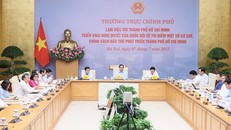 Thủ tướng Phạm Minh Chính chủ trì buổi làm việc của Thường trực Chính phủ với TP. Hồ Chí Minh. Ảnh: Dương Giang/TTXVN.