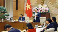 Chủ tịch Quốc hội Vương Đình Huệ phát biểu chỉ đạo. Ảnh: Nhan Sáng/TTXVN.