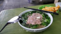 Bát phở bò tái hấp dẫn thực khách. Ảnh: Tuấn Đức/TTXVN.