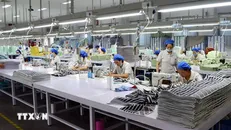 Sản xuất tại Khu công nghiệp Texhong Hải Hà. Ảnh: TTXVN.