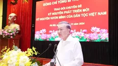 Tổng Bí thư Tô Lâm trao đổi chuyên đề “Kỷ nguyên phát triển mới - Kỷ nguyên vươn mình của dân tộc Việt Nam.” Ảnh: Thống Nhất/TTXVN.