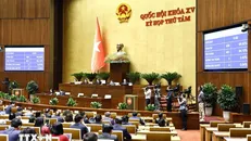 Quốc hội biểu quyết thông qua Luật Dữ liệu. Ảnh: Doãn Tấn/TTXVN.