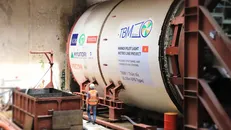 Dự án đường sắt đô thị Nhổn-Ga Hà Nội đã khoan được 647m hầm. Ảnh: TTXVN. 