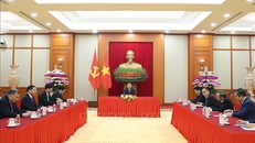 Tổng Bí thư Tô Lâm điện đàm với Tổng Bí thư, Chủ tịch nước Trung Quốc Tập Cận Bình. Ảnh: Thống Nhất/TTXVN.