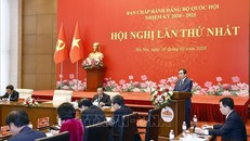 Bí thư Đảng ủy, Chủ tịch Quốc hộ Trần Thanh Mẫn phát biểu khai mạc hội nghị. Ảnh: Doãn Tấn/TTXVN.