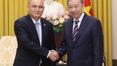 Chủ tịch nước Tô Lâm (nay là Tổng Bí thư Tô Lâm) tiếp Đại sứ Kazakhstan tại Việt Nam Kanat Tumysh chiều 16/7/2024. Ảnh: Nhan Sáng/TTXVN