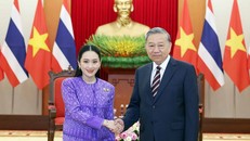 Tổng Bí thư Tô Lâm tiếp Thủ tướng Thái Lan Paetongtarn Shinawatra. Ảnh: TTXVN