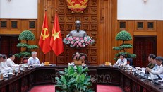 Thủ tướng Phạm Minh Chính chủ trì cuộc họp về Trung tâm tài chính quốc tế tại Việt Nam. Ảnh: Dương Giang/TTXVN.