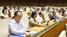 Đoàn đại biểu Quốc hội TP. Hà Nội biểu quyết thông qua Nghị quyết của Quốc hội về việc sắp xếp đơn vị hành chính cấp tỉnh năm 2025. Ảnh: Doãn Tấn/TTXVN.