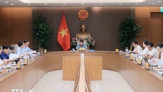 Quang cảnh cuộc họp về rà soát các nhiệm vụ của Bộ Khoa học và Công nghệ, triển khai Nghị quyết 57. Ảnh: An Đăng/TTXVN.