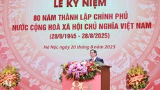 Thủ tướng Phạm Minh Chính trình bày diễn văn kỷ niệm 80 năm thành lập Chính phủ. Ảnh: Dương Giang/TTXVN.
