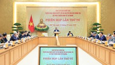 Thủ tướng Phạm Minh Chính, Trưởng Ban Chỉ đạo quốc gia triển khai Nghị quyết số 68-NQ/TW của Bộ Chính trị về phát triển kinh tế tư nhân, chủ trì Phiên họp lần thứ tư của Ban Chỉ đạo. Ảnh: VGP/Nhật Bắc.